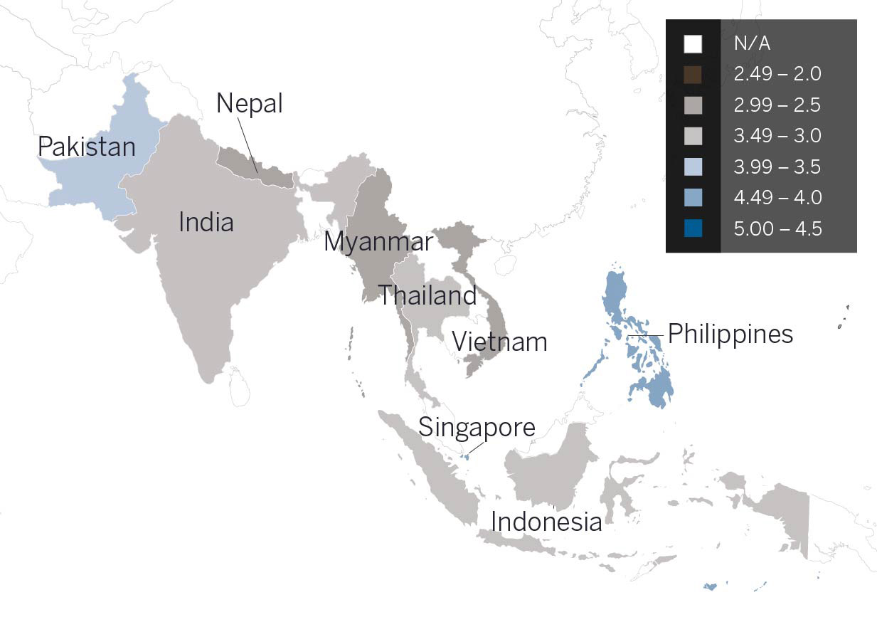 Southern & Southeastern Asia map